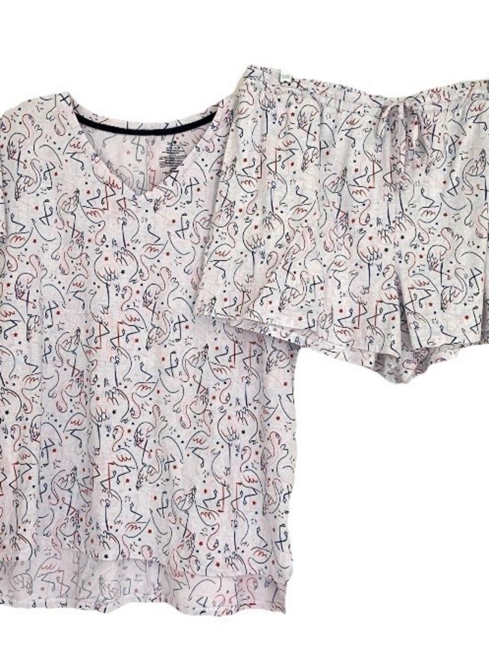 Secret Treasures Pajama Shorts Flamingo Patriotic Sz XL Red White Blue July 4th